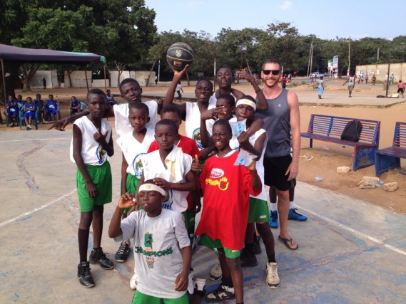 Wandering Samaritan turned Coach Cale with his DUNK team in Ghana